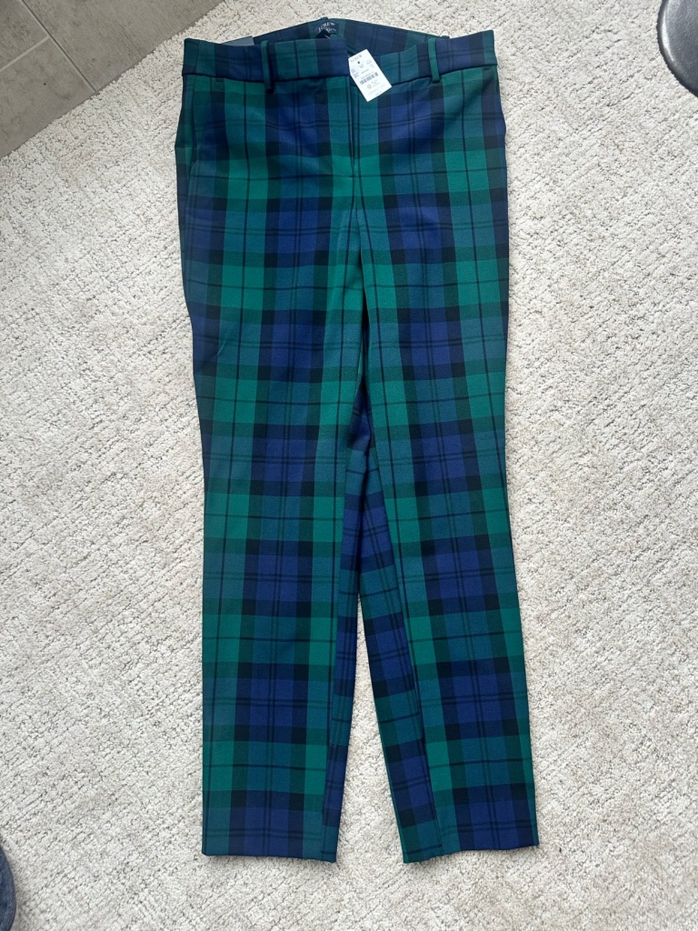 J. Crew Green & Navy Tartan Full-Length Pants - Picture 4 of 7